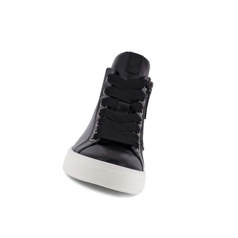 Women's Ecco Stret Tray Mid-cutie Casual Shoes Black | USA 94VRW